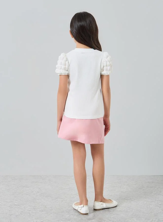 Styli Girls Heart Applique Top and Skirts Set